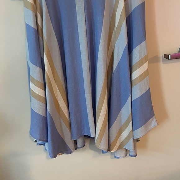 1. STATE | Linen Striped Sleeveless Swing Dress Mother of Pearl Button Up - Picture 12 of 14